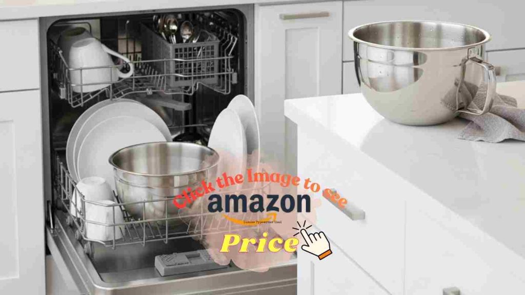 5qt mixing bowl fits easily in the dishwasher rack while the larger 8qt bowl waits on the kitchen counter.