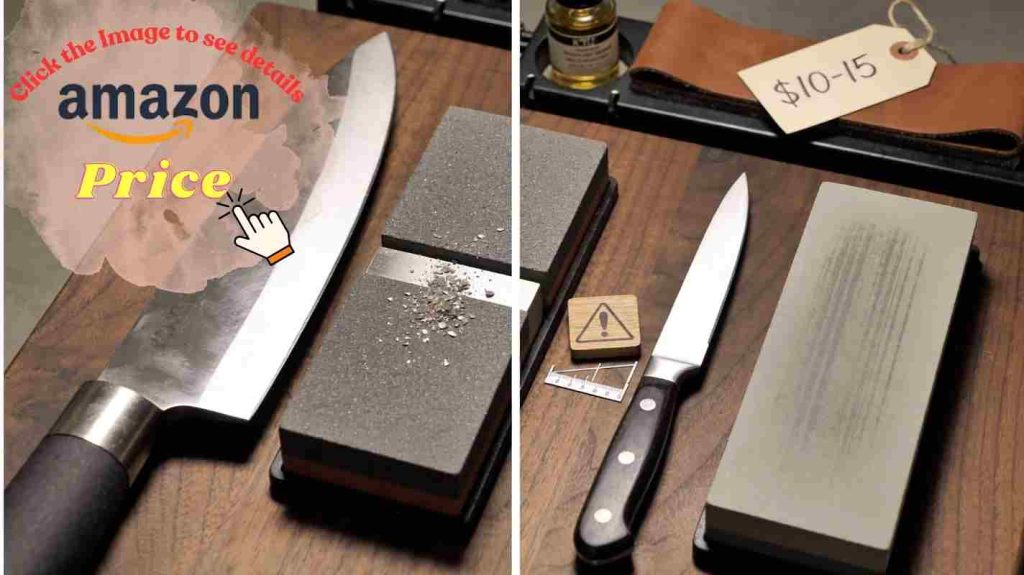 Bolster design comparison showing full safety guard vs no bolster with sharpening stones demonstrating ease of maintenance 