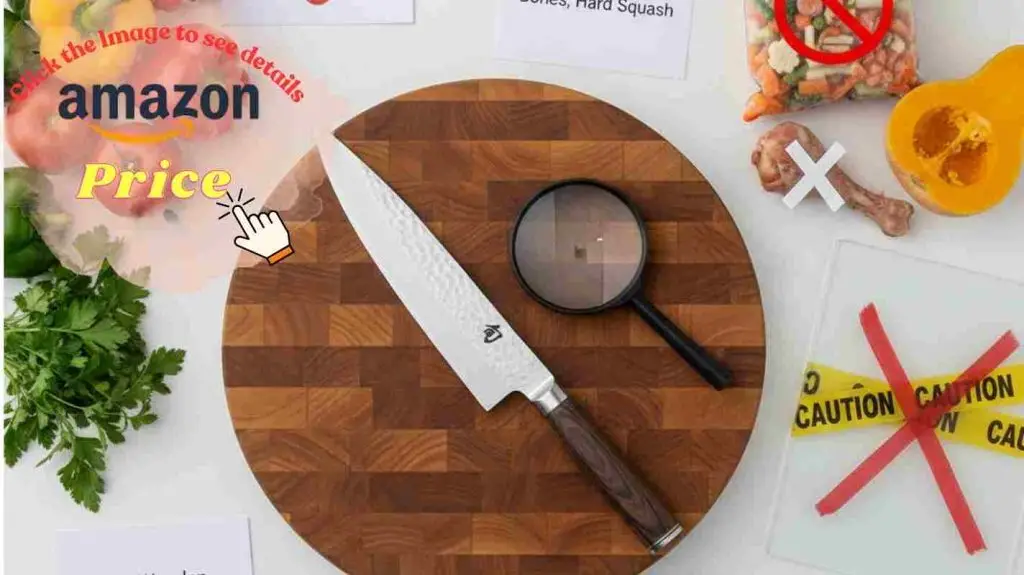 Durability guide showing proper use with soft foods and wooden boards, avoiding bones and frozen items