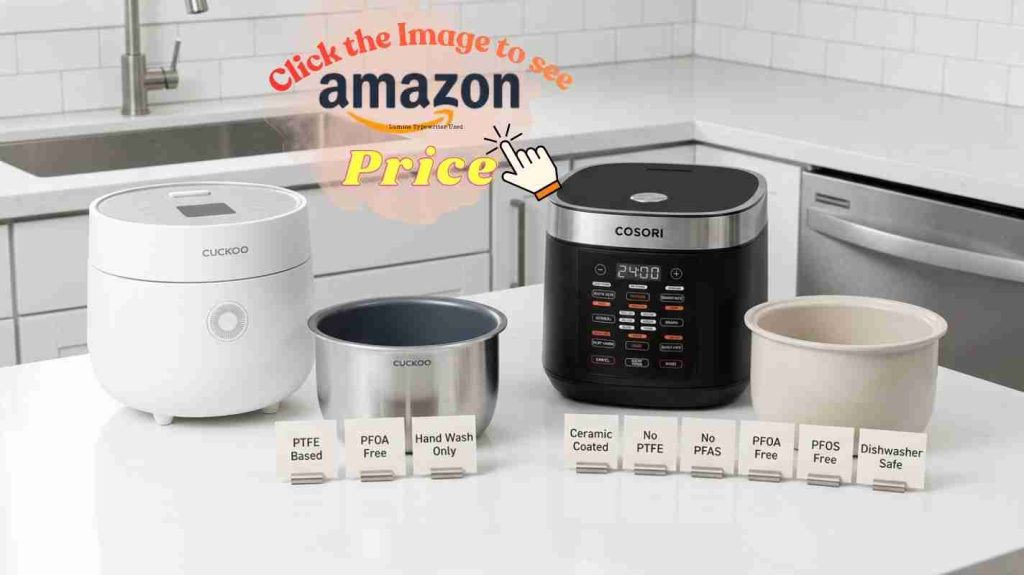 Inner pot safety comparison: Cuckoo PTFE nonstick vs Cosori ceramic coating with dishwasher compatibility