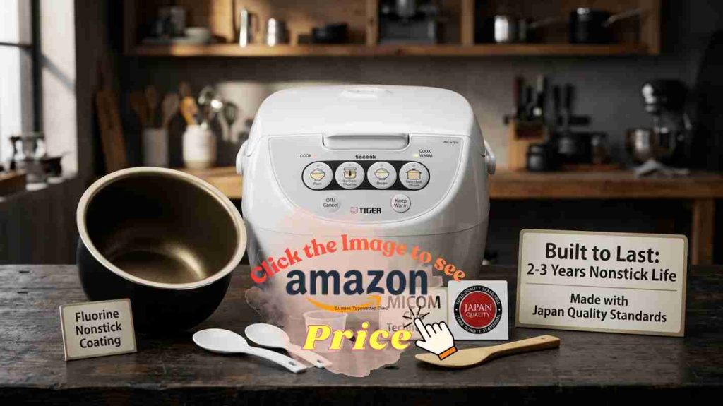 Tiger JBV-A10U build quality: sturdy construction, firm latch, fluorine nonstick coating