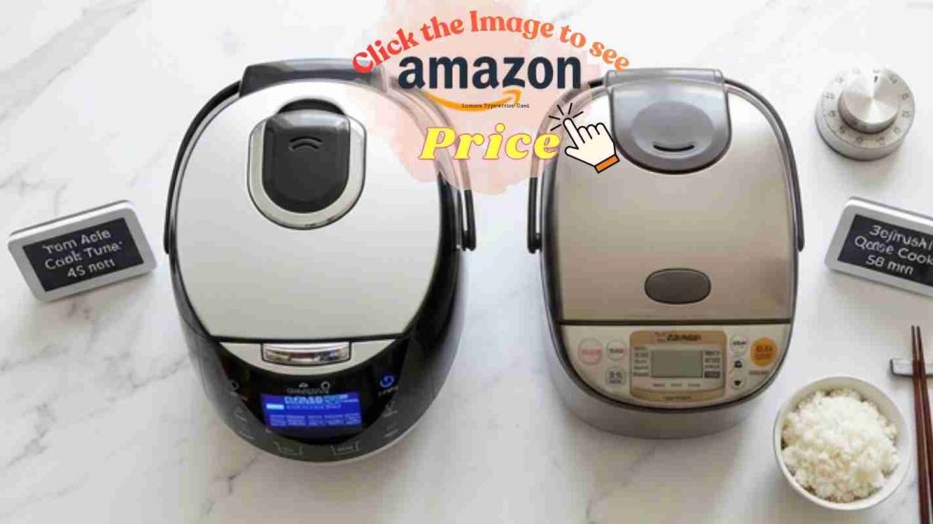 Clocks beside the rice cookers show cooking speeds