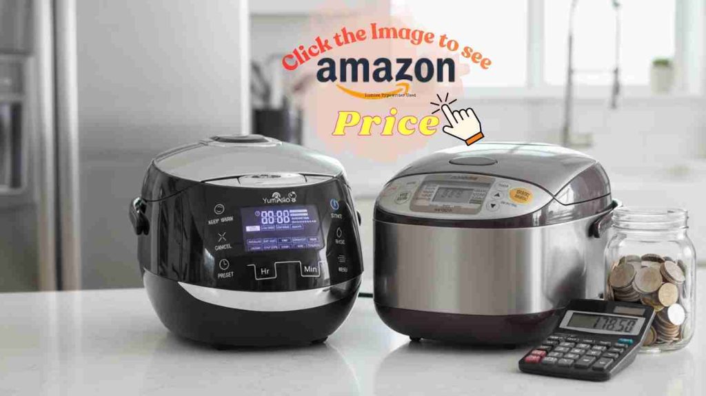 Coins and a calculator by rice cookers imply price