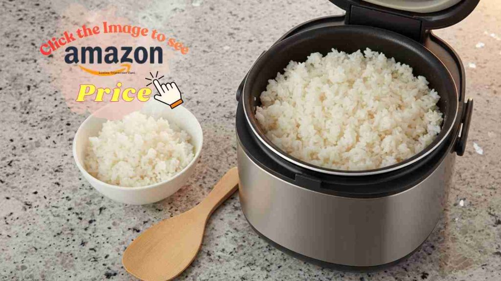 Cooker near fluffy rice bowl showing nice texture.