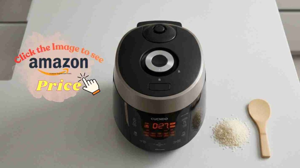 Cuckoo cooker with clock showing fast speed times.