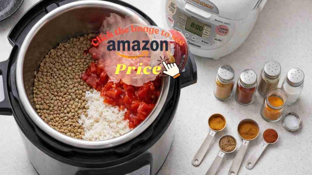 Instant Pot lentils tomatoes and rice cooker scene