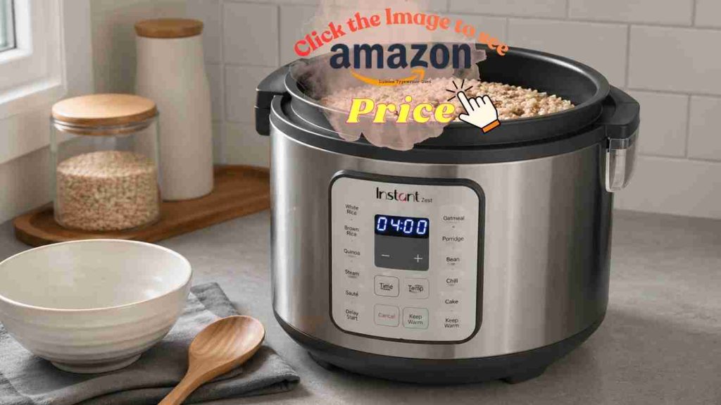 Instant Zest pot making warm brown rice with oats.