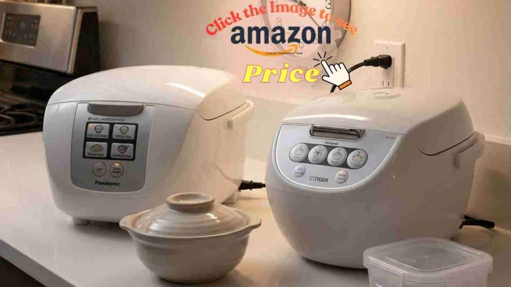 Keep-warm rice moment: lids bowls warm glow