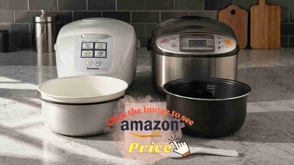 Rice cooker build test with pots on stone counter.