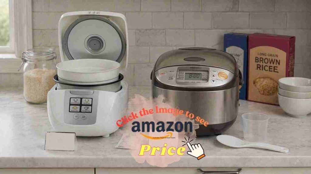 Rice cooker price tag cards near both machines now