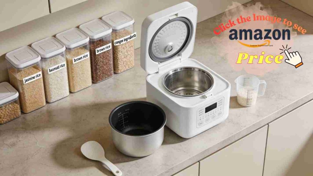 Xiaomi Smart 3L rice cooker with grain containers and pot, highlighting multi-grain performance win.