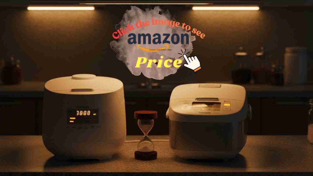 Cuckoo glows warm; Panasonic beside hourglass