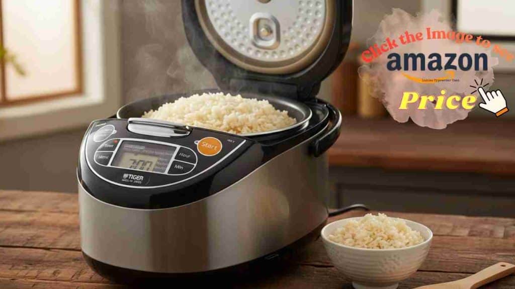 Tiger JAX-T10U-K open pot, fluffy grains, bowl