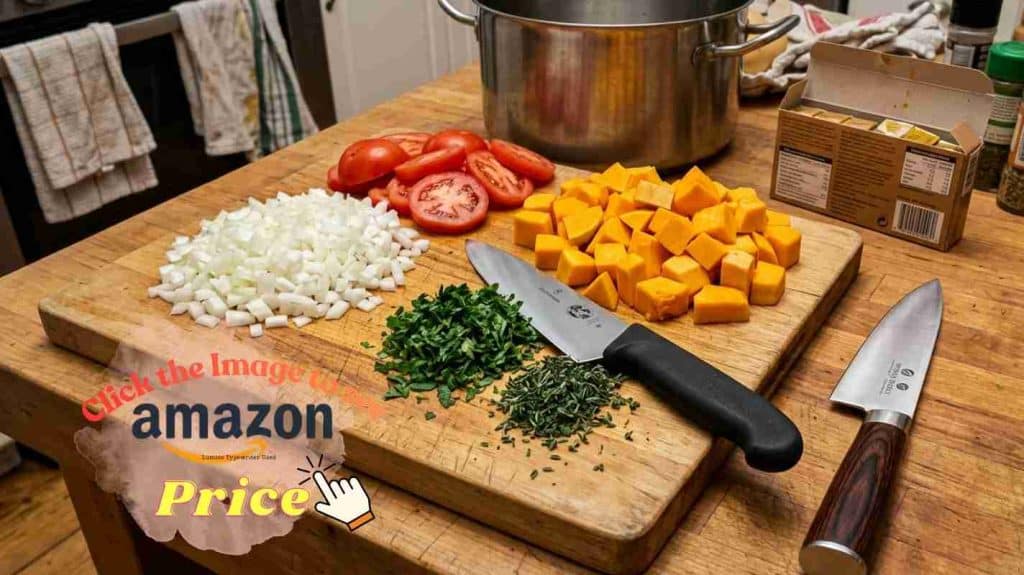 Victorinox Fibrox & imarku on veggie prep board