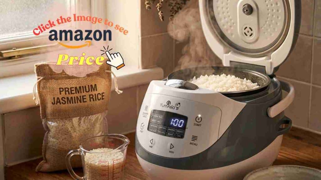 Yum Asia cooker steaming jasmine rice at morning