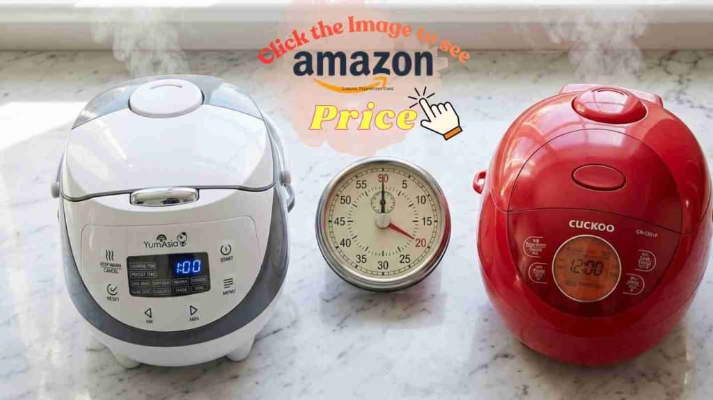 Yum Asia & Cuckoo cookers beside kitchen timer