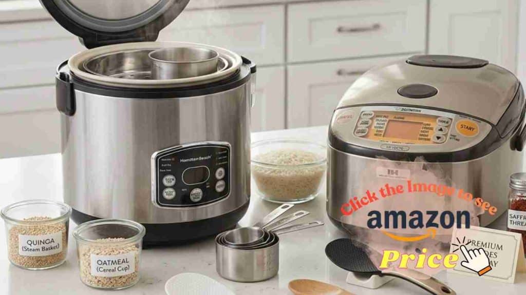 Hamilton Beach and Zojirushi versatile cooking modes scene.