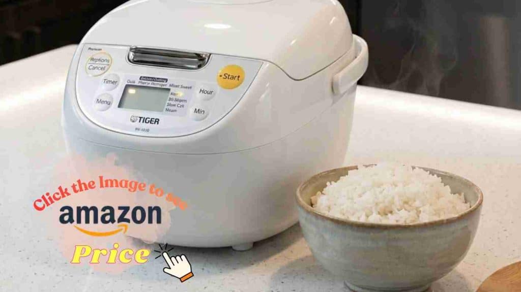White Tiger rice cooker with a steaming bowl