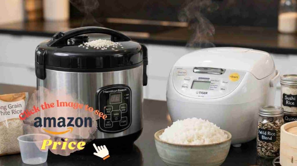 Hamilton Beach and Tiger cookers side by side.