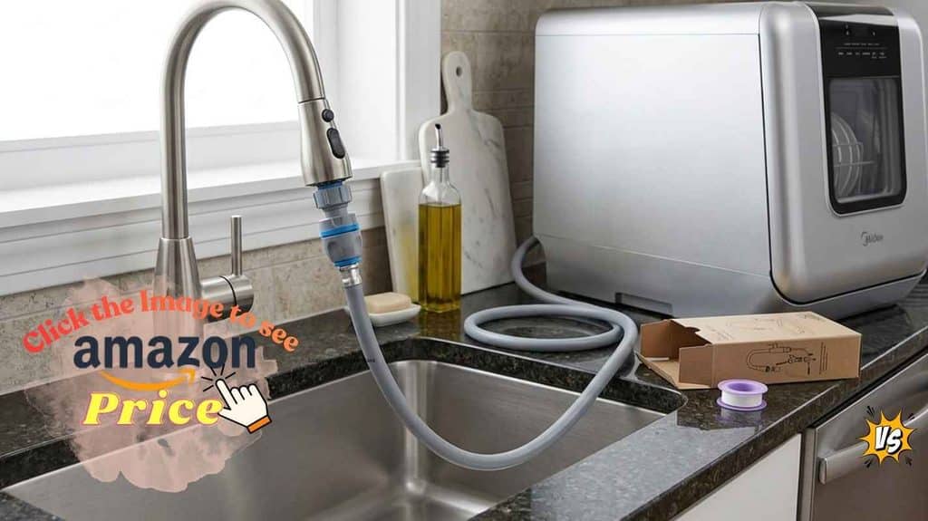 Easy Midea countertop dishwasher faucet hookup.