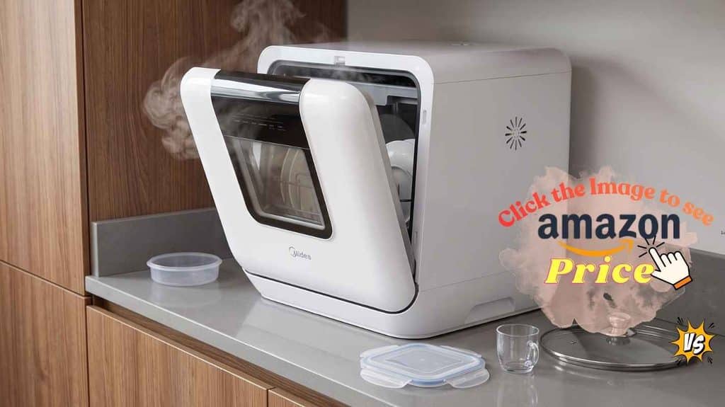 Midea tank model opens, releasing steam.