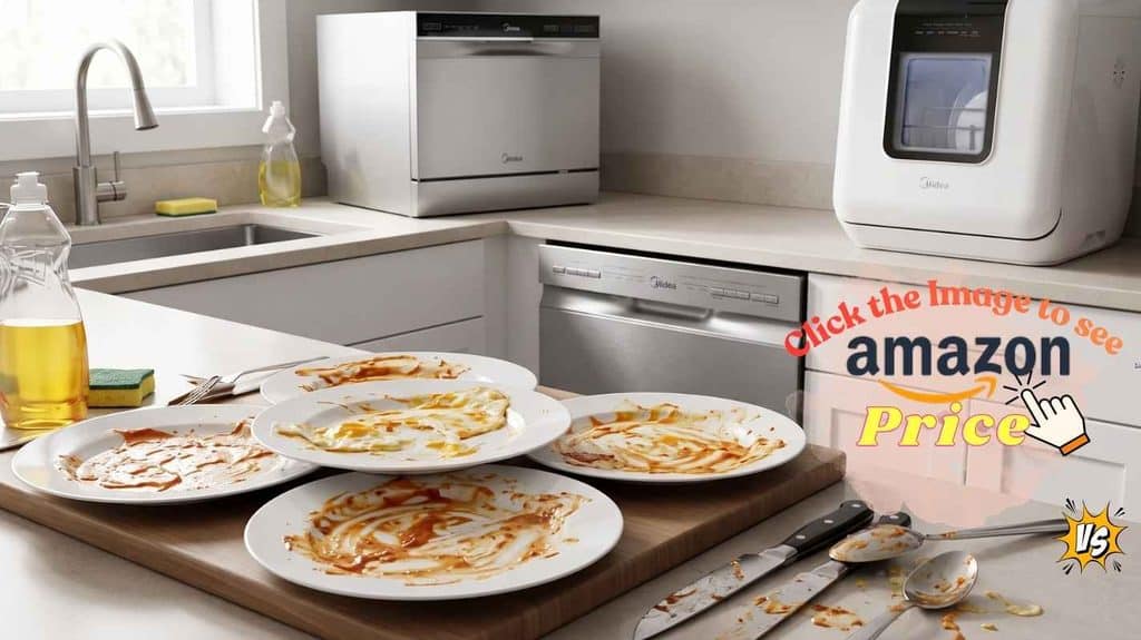 The winning Midea 18-Inch Built-In dishwasher MDF18A1AST, which cleared 98% of baked-on food.