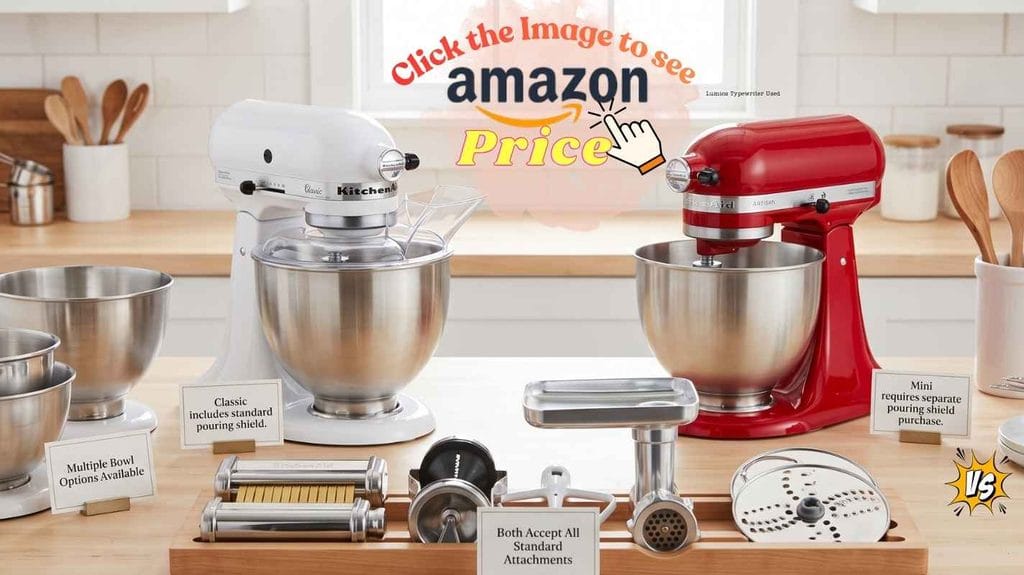 KitchenAid Classic: standard pouring shield. Artisan Mini needs separate purchase.