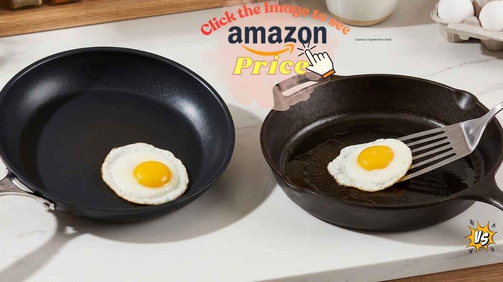 Le Creuset egg slides, Lodge iron scrapes.