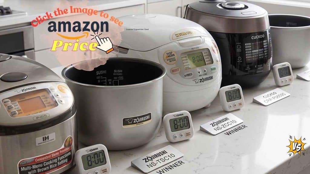Zojirushi and Cuckoo panels show ease on counter.