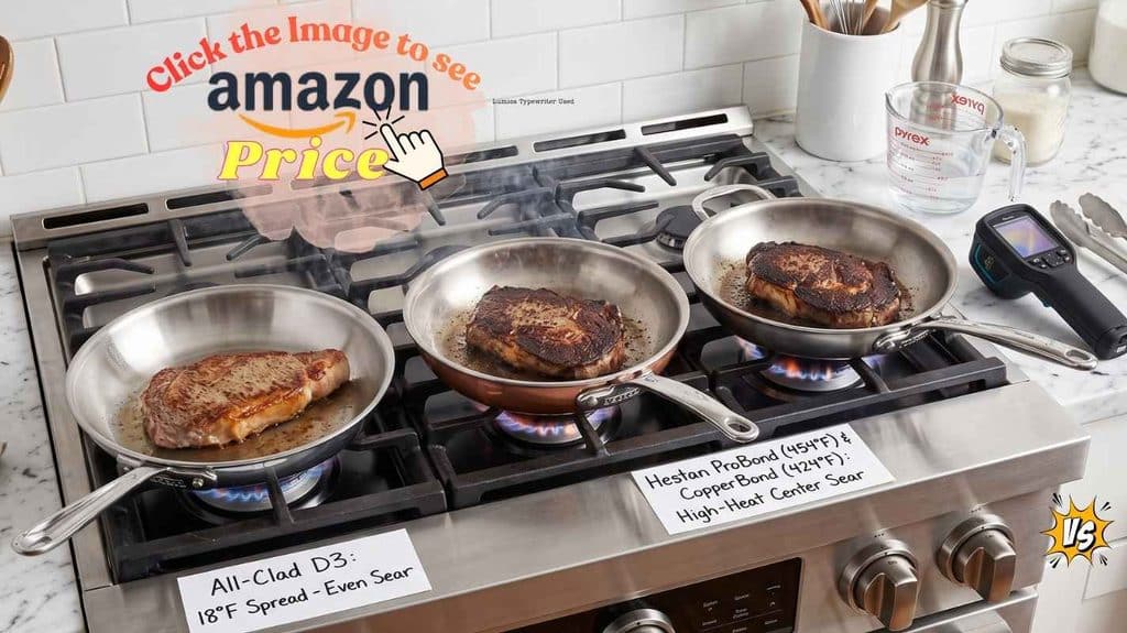 All-Clad D3 vs Hestan ProBond pans steak sear test