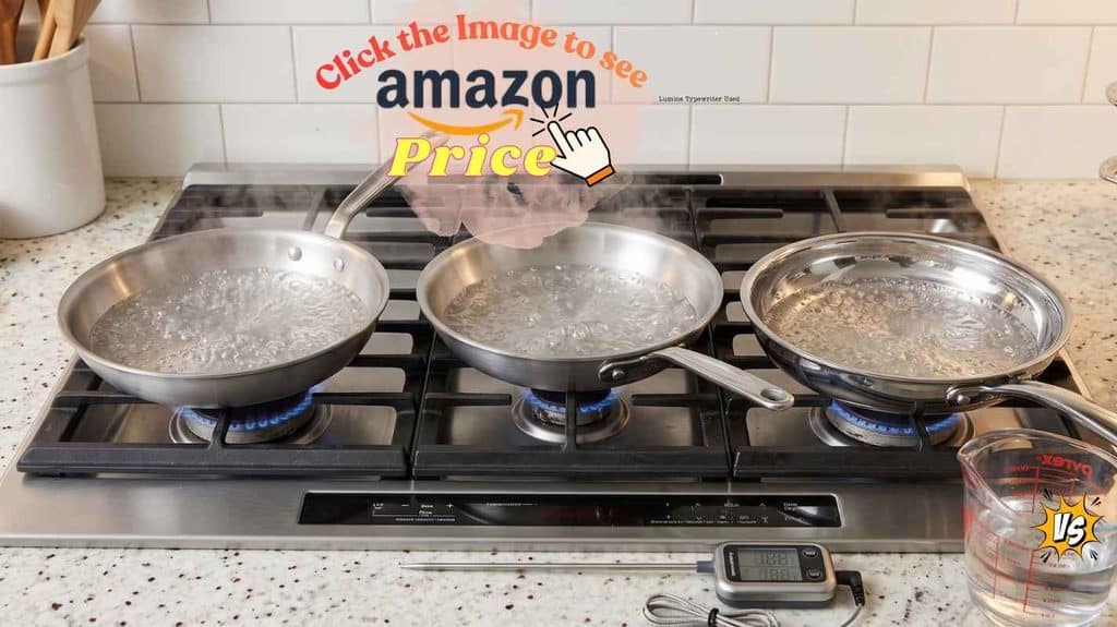Boiling water in Made In and Heritage Steel pans.