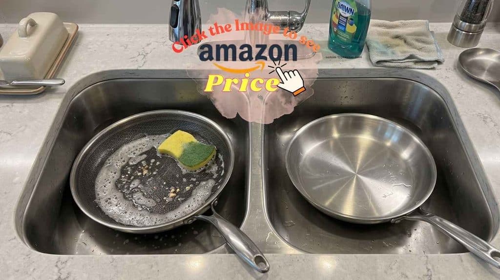 Made In pan wipes clean fast vs HexClad food traps