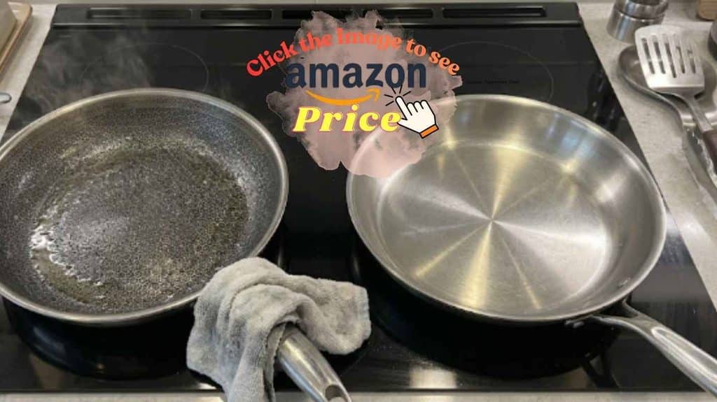 handle comparison of Made In smooth pan and HexClad hybrid 